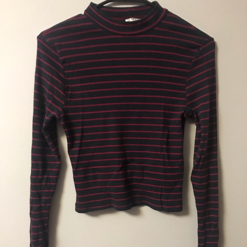 Navy blue and prink striped long sleeve